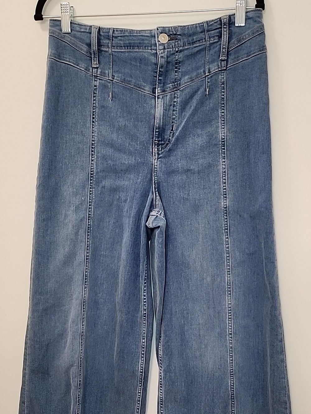 Free PeopleLibre High Rise Wide Leg Stretch Denim Jeans Meduim Wash Blue Size 31 - Picture 6 of 16